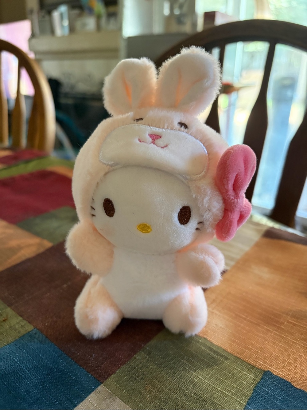 Hello Kitty Plush in Light Pink Bunny Outfit with Pink Bow